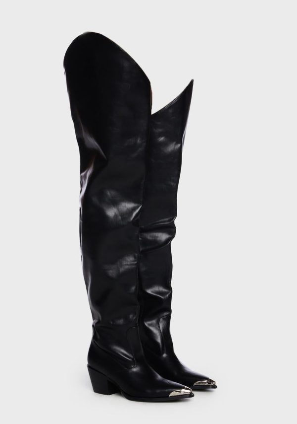 Ria Thigh High Cowboy Boots - Image 3