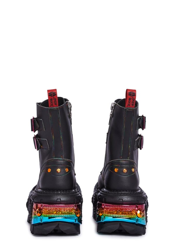 Dolls Kill x New Rock Chromatic Combat Boots - Image 4
