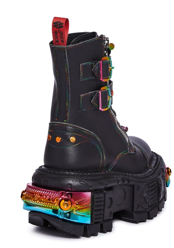 Dolls Kill x New Rock Chromatic Combat Boots - Image 5