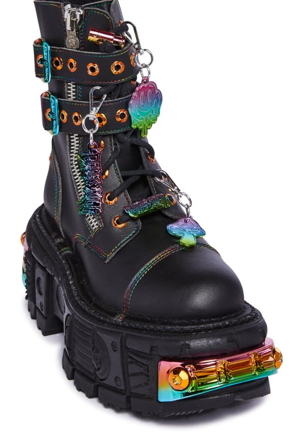 Dolls Kill x New Rock Chromatic Combat Boots - Image 2