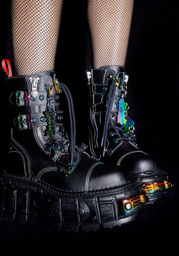 Dolls Kill x New Rock Chromatic Combat Boots - Image 6