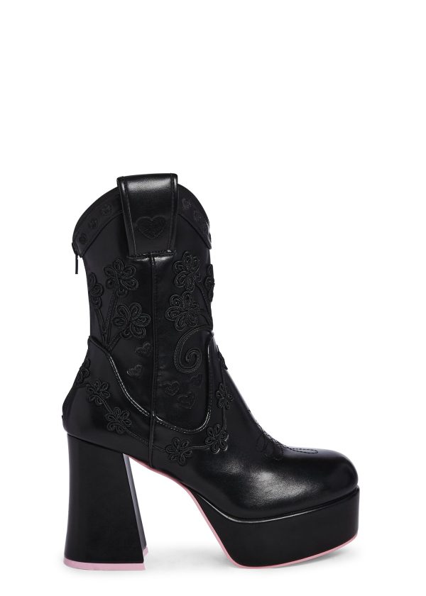 Follow The Sunset Cowboy Boots - Black
