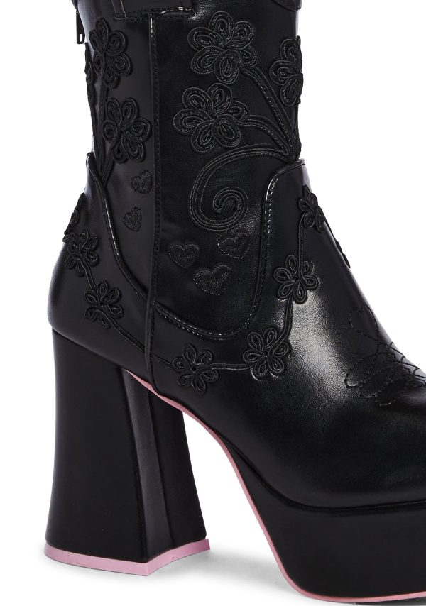 Follow The Sunset Cowboy Boots - Black - Image 2