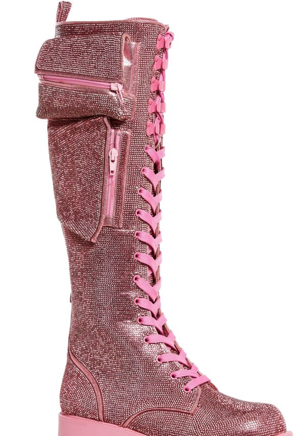 Obsidian Pocket Combat Boots - Rhinestone - Image 2