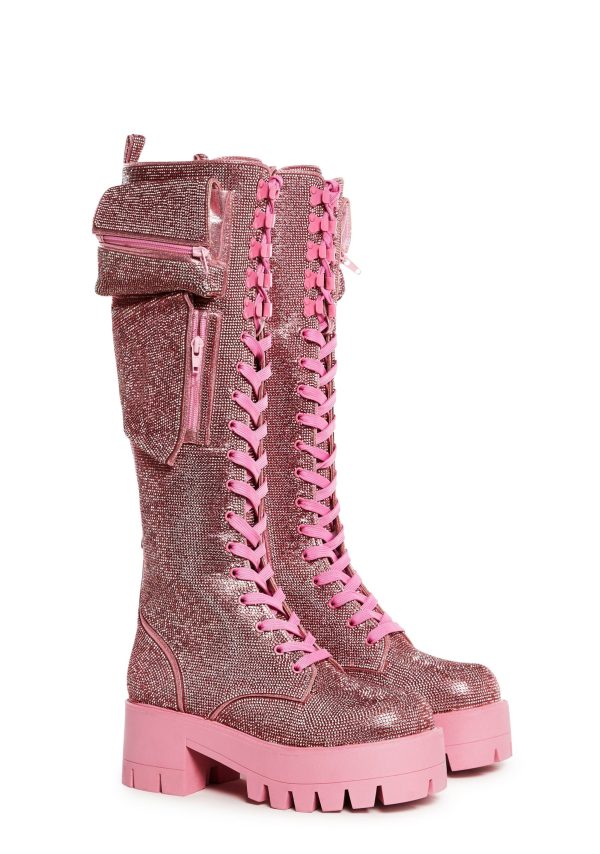 Obsidian Pocket Combat Boots - Rhinestone - Image 3