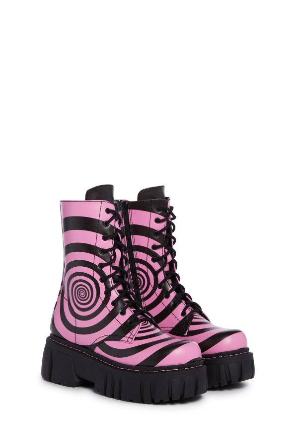 How Sweet It Is Combat Boots - Black/Pink - Image 3