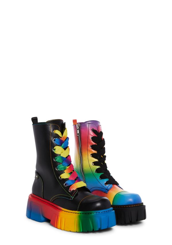 Colorwave Mismatched Combat Boots