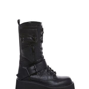 Obsidian Platform Zip-Up Boots - Black