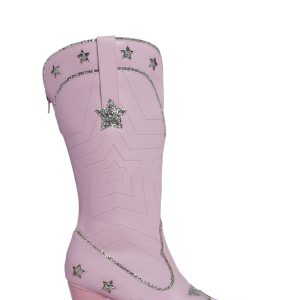 Pearl Star Space Cowgirl Boots - Pink/Silver