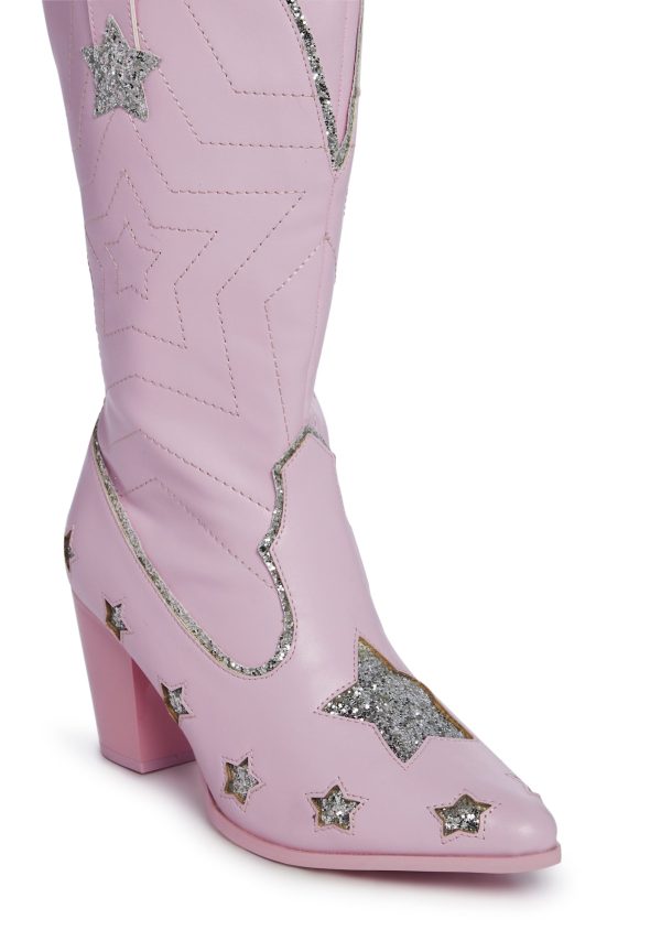Pearl Star Space Cowgirl Boots - Pink/Silver - Image 2