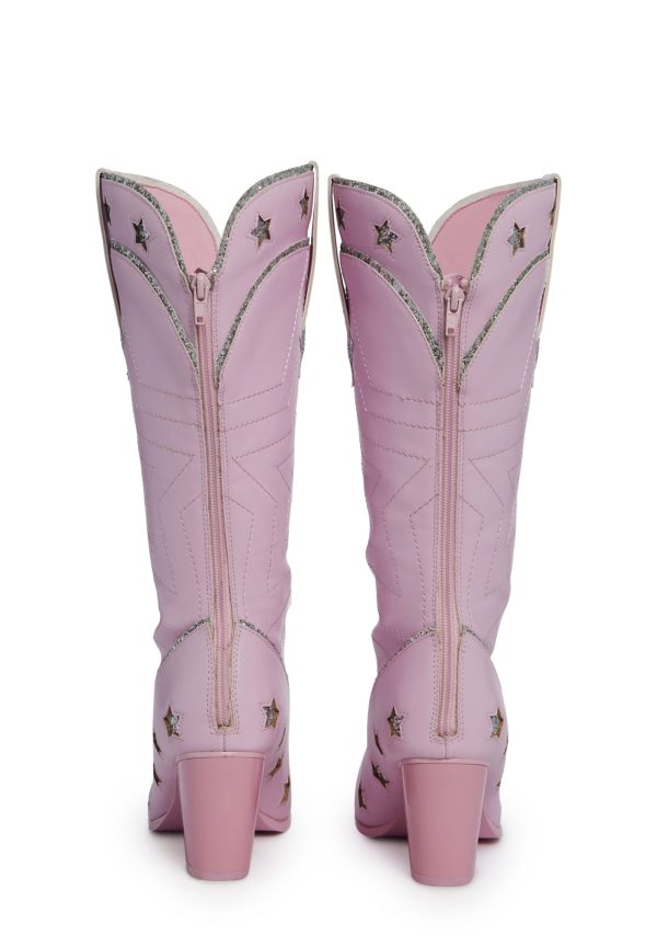 Pearl Star Space Cowgirl Boots - Pink/Silver - Image 4