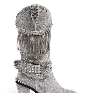 Fringe Sheriff Shine Cowboy Boots - Silver
