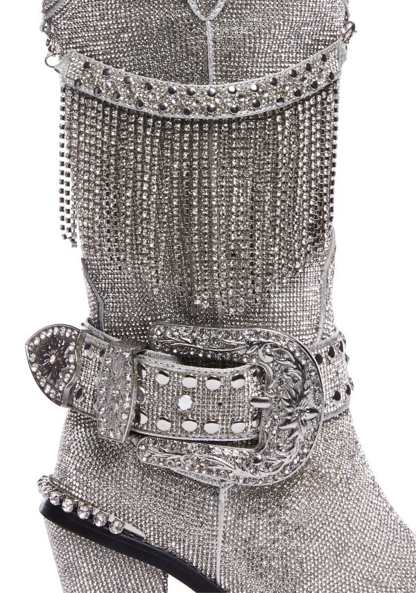Fringe Sheriff Shine Cowboy Boots - Silver - Image 2