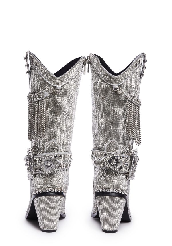 Fringe Sheriff Shine Cowboy Boots - Silver - Image 4
